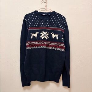Lands' End Navy Fair Isle Crewneck Sweater